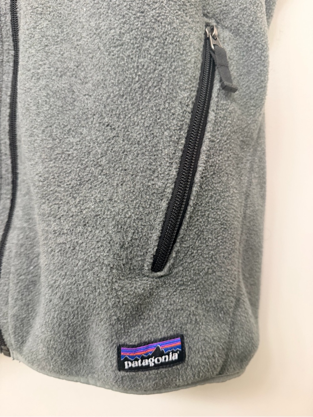 Patagonia Gray Sherpa Fleece Vest with Zip Pockets